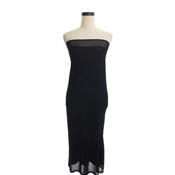 NWT Commense Black Mesh Tube Dress Strapless Nylon Sheer M - Picture 1 of 6